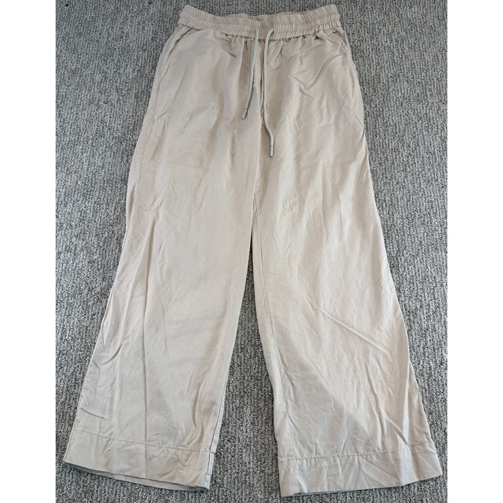 Quince 100% Cotton Beige Wide-Leg Drawstring Trousers